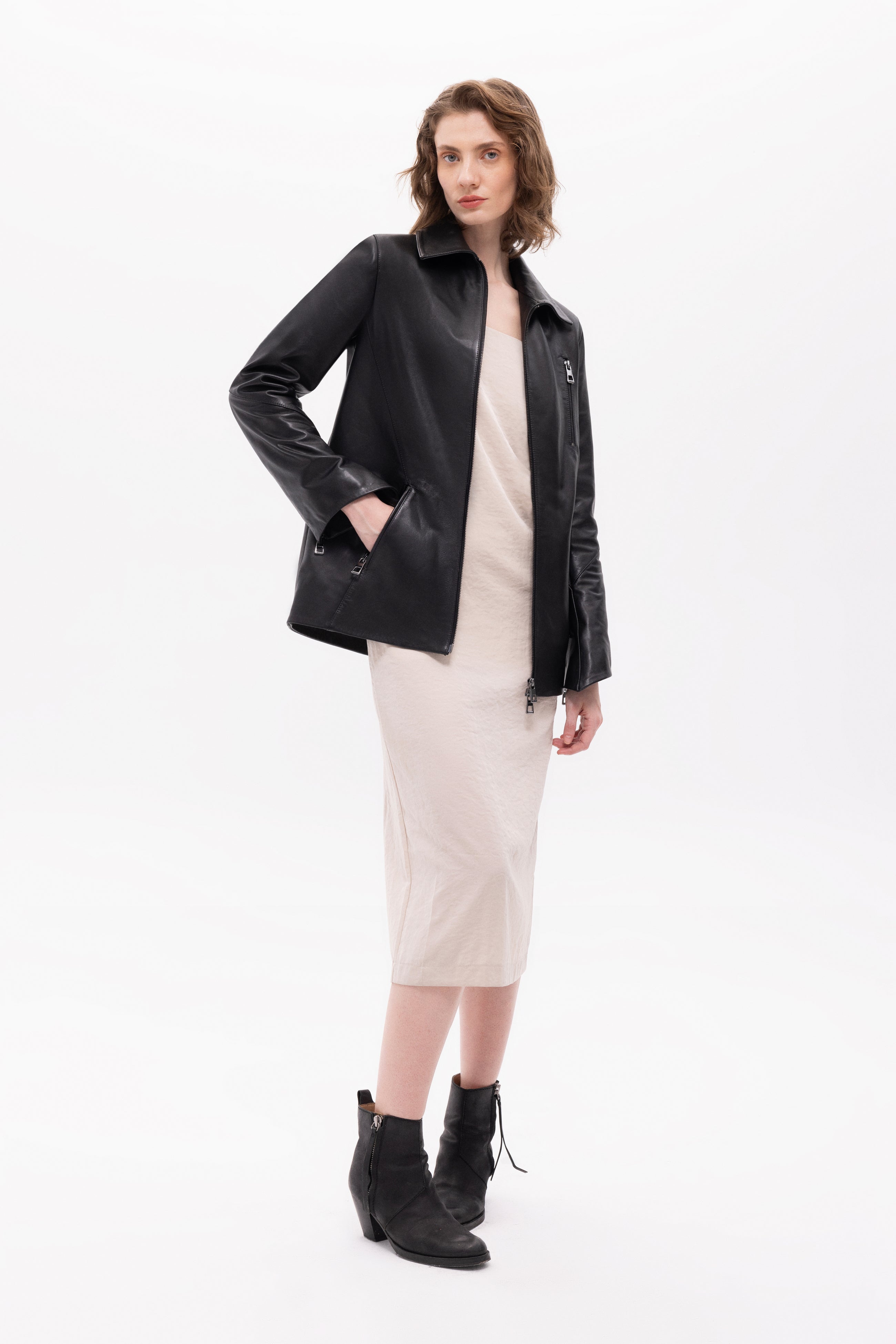 Pleione Leather Blazer Jacket