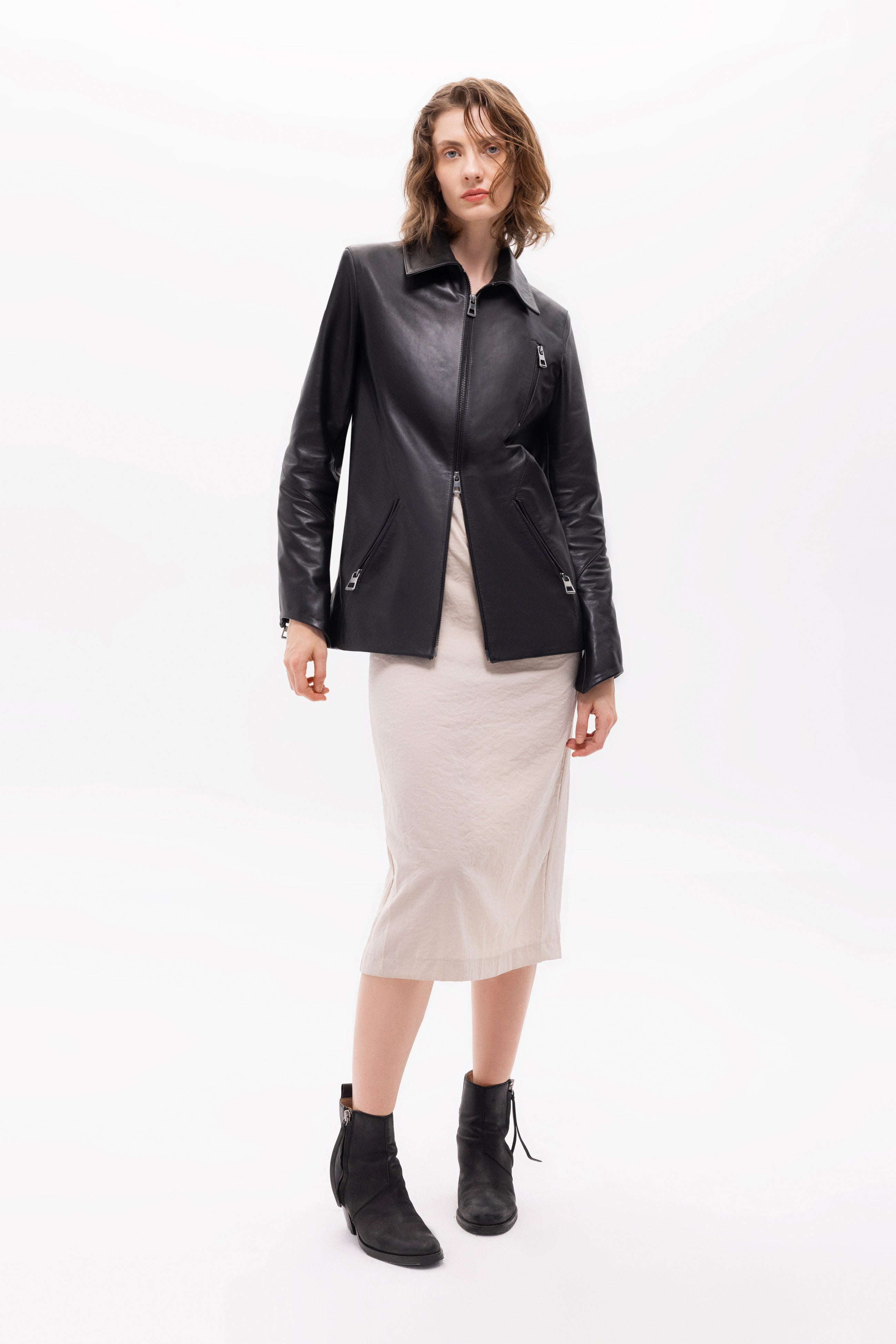 Pleione Leather Blazer Jacket