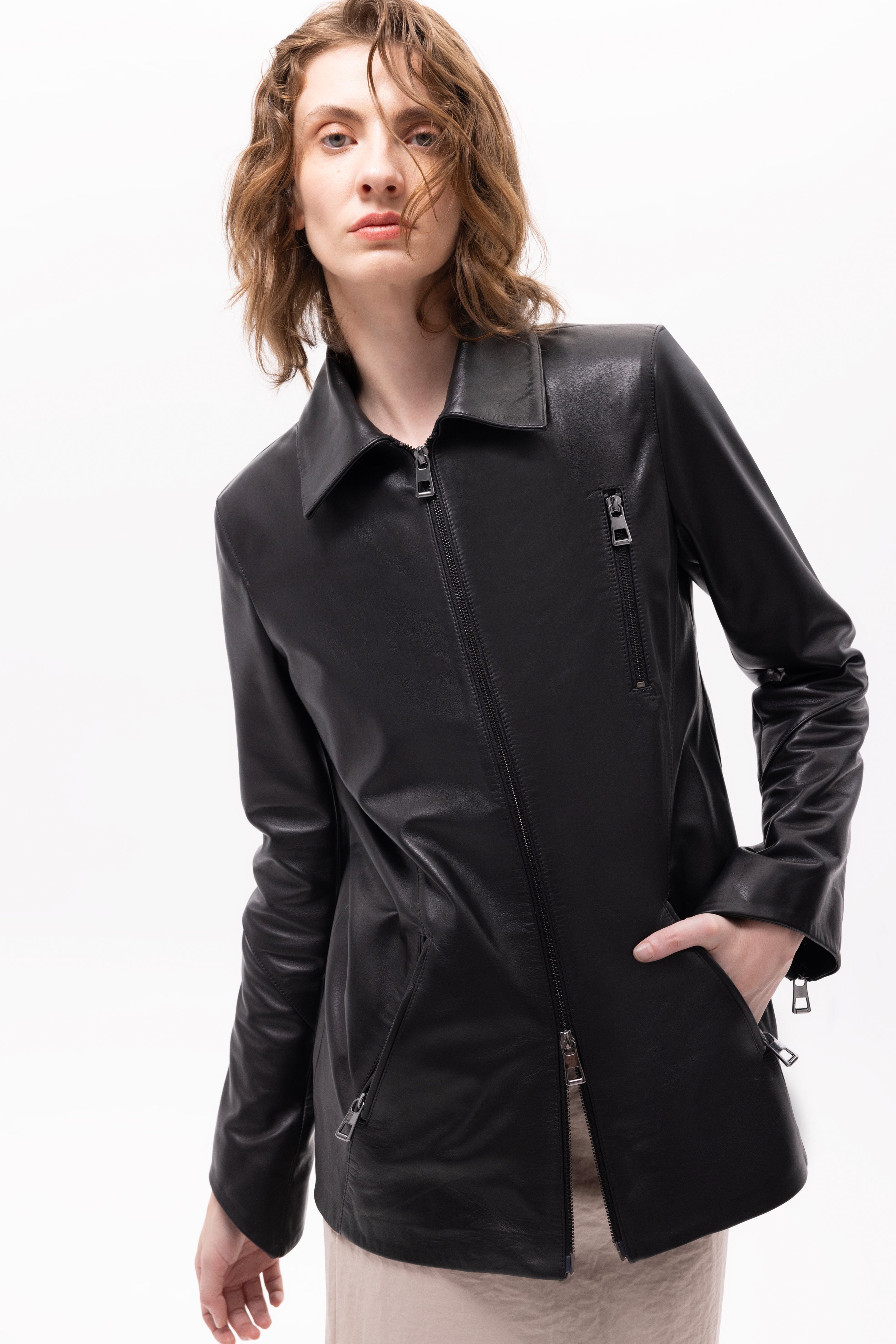 Pleione Leather Blazer Jacket