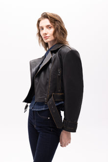 Lita Vintage Finish Biker Jacket