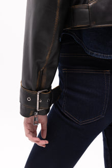 Lita Vintage Finish Biker Jacket