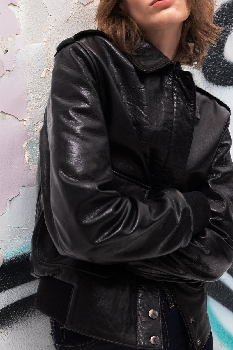 Aerope Leather Bomber Jacket