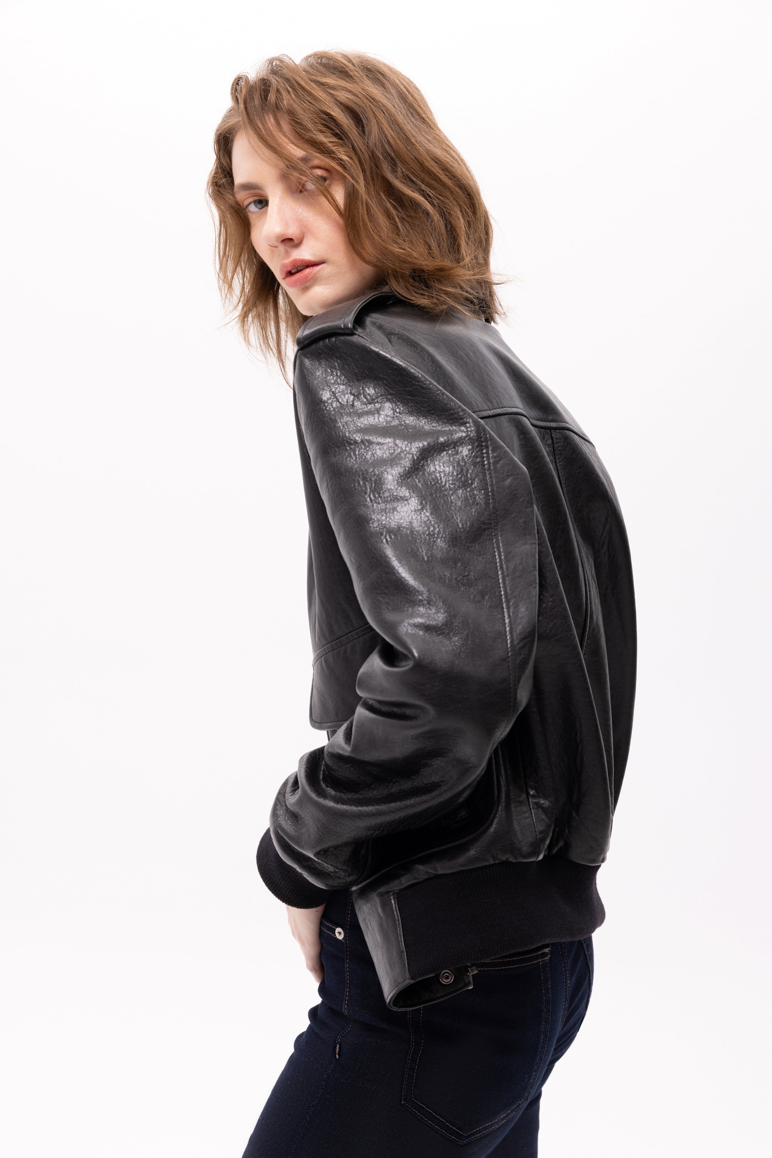 Aerope Leather Bomber Jacket