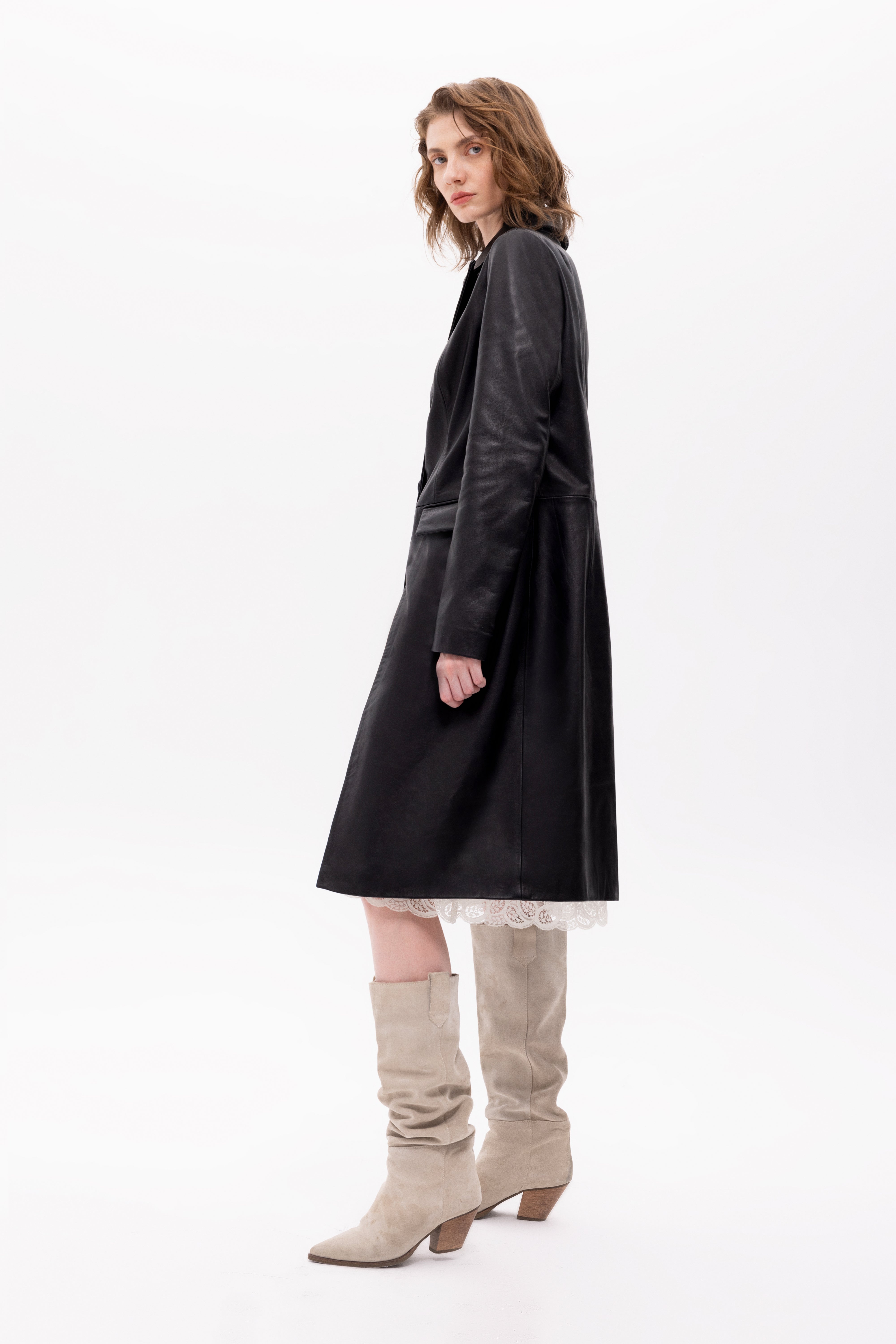 Luz Leather Long Coat | picanoir