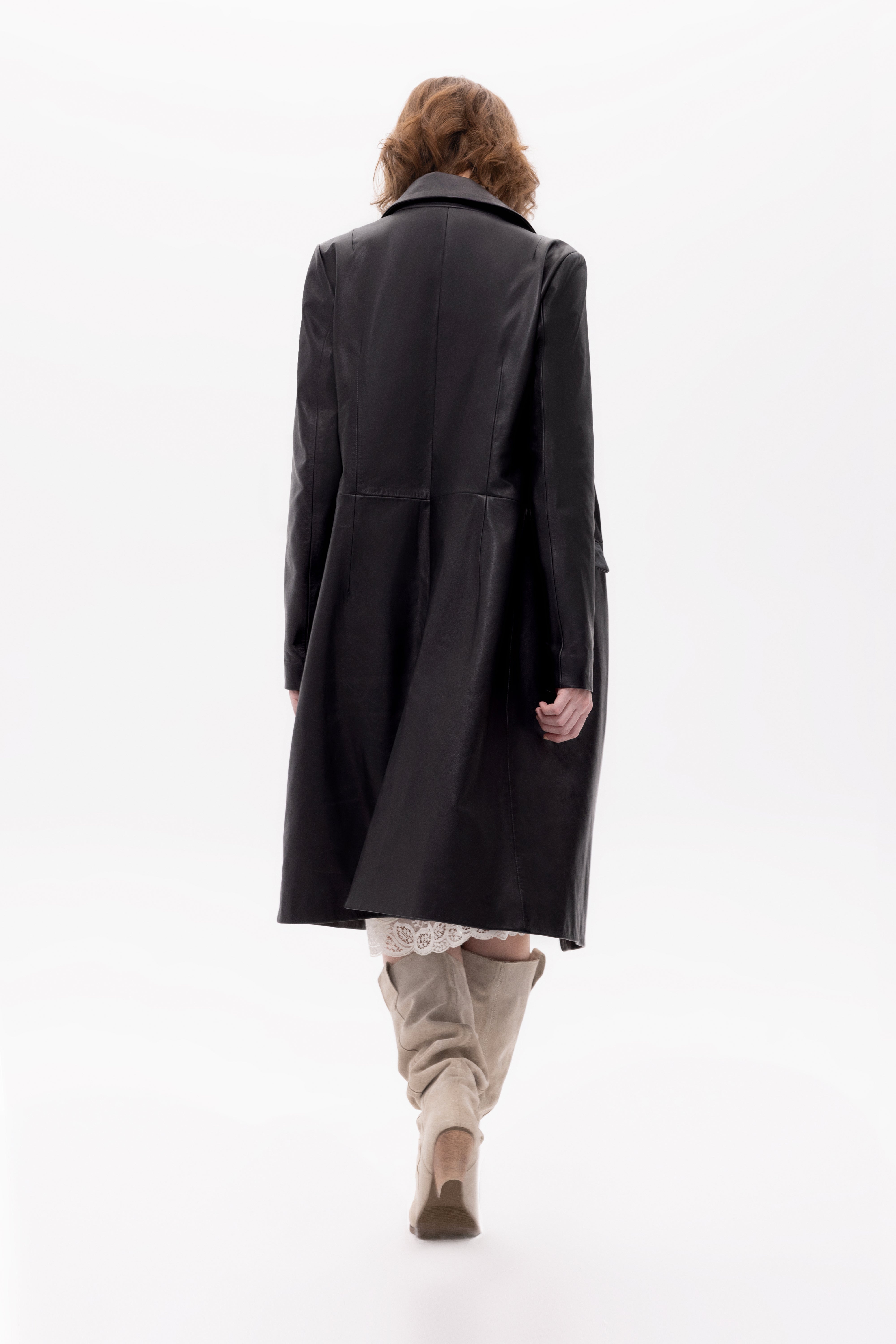 Luz Leather Long Coat | picanoir