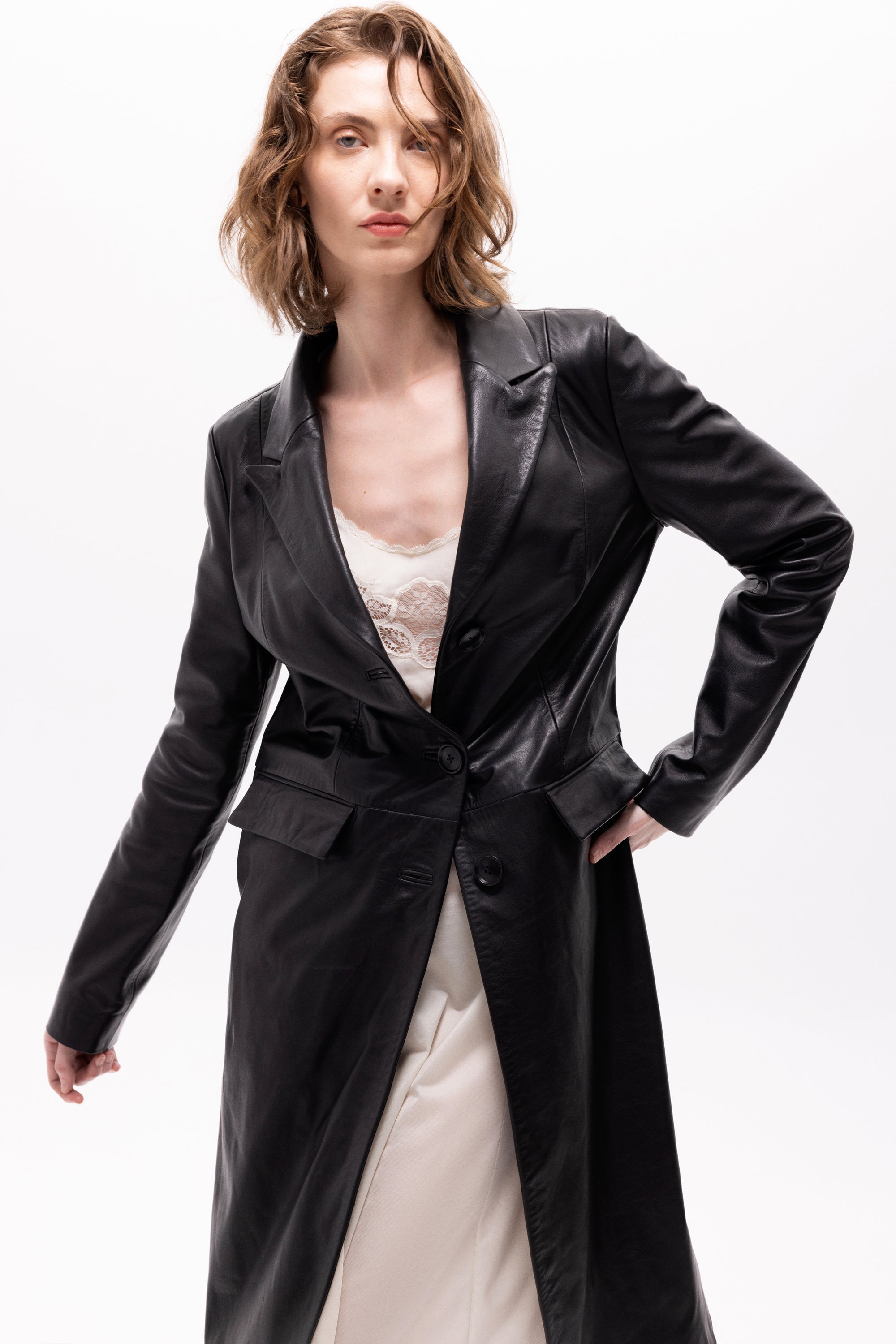 Luz Leather Long Coat