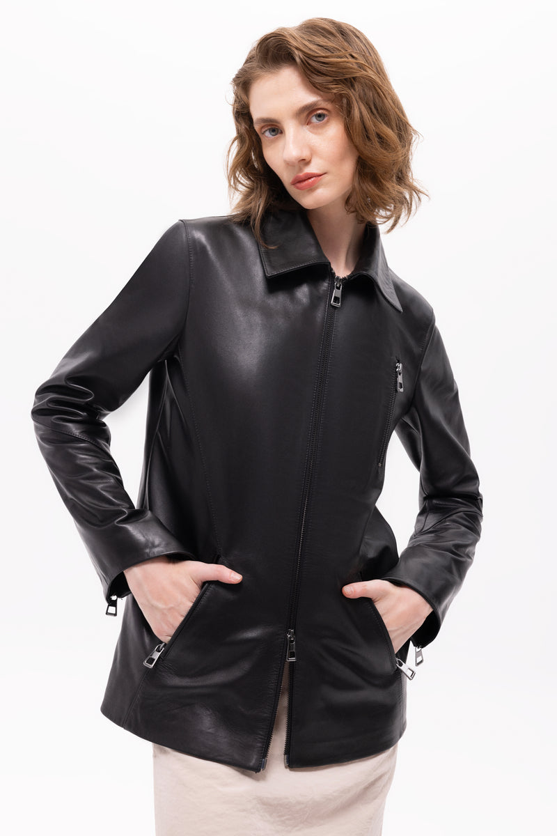 Pleione Leather Blazer Jacket